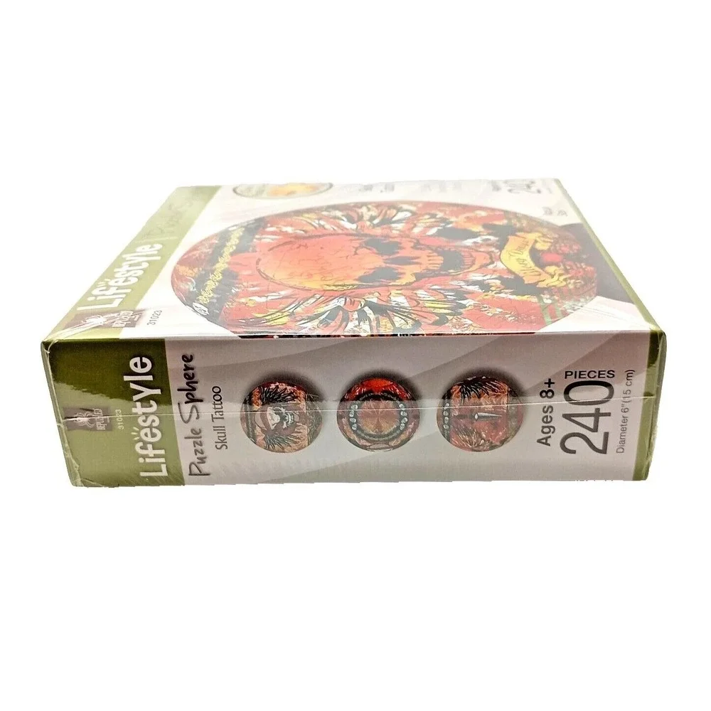 New 3D SPHERE SKULL‎ PUZZLE w Multi-Tattoos 240 Pcs Lifestyle BePuzzled #31023